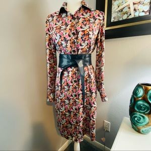 🌸 100% silk floral shirt dress